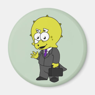 Imán Ilustracion De Un Empresario De Triceratops.