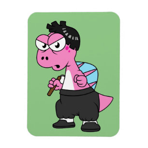 Imán Ilustracion De Un Espinosaurio Bruce Lee.