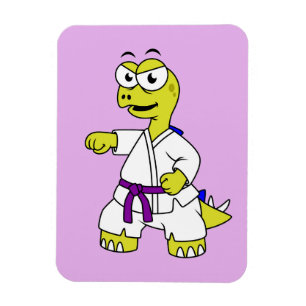 Imán Ilustracion De Un Estegosaurio Practicando El Kara