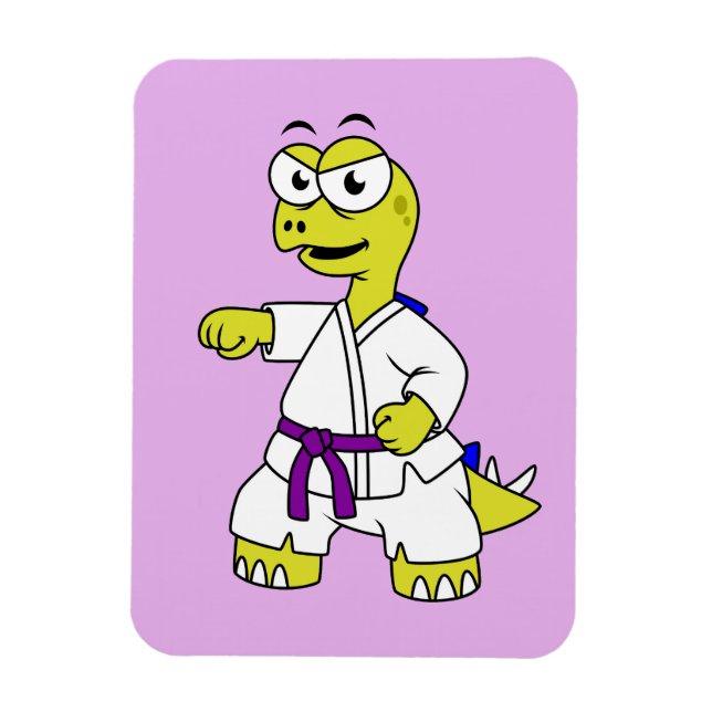 Imán Ilustracion De Un Estegosaurio Practicando El Kara (Vertical)