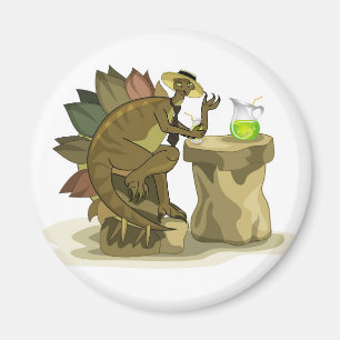 Imán Ilustracion De Un Estegosaurio Que Bebe Una Bebida