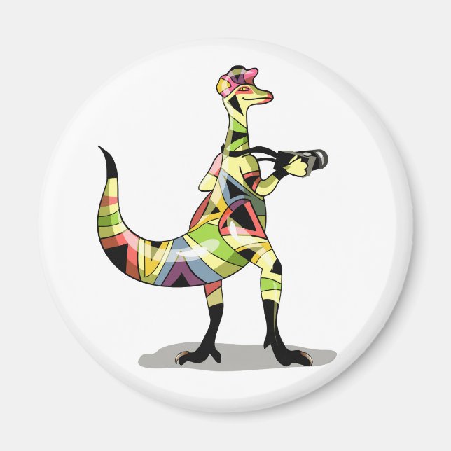 Imán Ilustracion De Un Fotógrafo Iguanodon. (Frente)