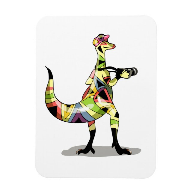 Imán Ilustracion De Un Fotógrafo Iguanodon. (Vertical)