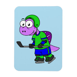 Imán Ilustracion De Un Jugador De Hockey Spinosaurus.