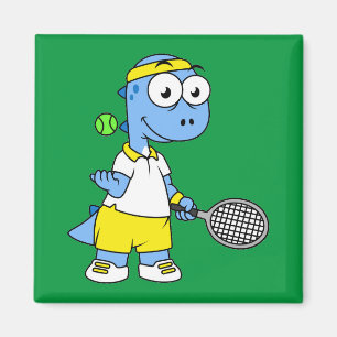 Imán Ilustracion De Un Jugador De Tenis Rex De Tyrannos