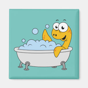 Imán Ilustracion De Un Monstruo De Baño De Ness.