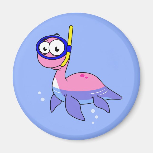 Imán Ilustracion De Un Monstruo De Buceo De Loch Ness. (Frente)
