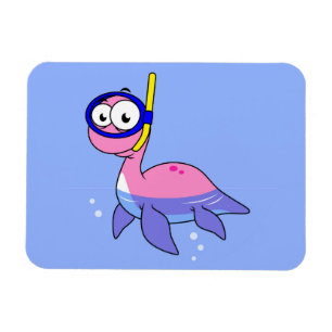 Imán Ilustracion De Un Monstruo De Buceo De Loch Ness.