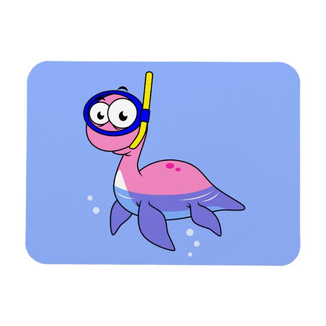 Imán Ilustracion De Un Monstruo De Buceo De Loch Ness. (Horizontal)