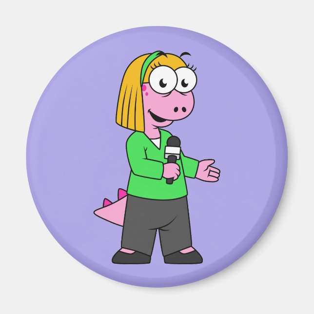 Imán Ilustracion De Un Reportero De Allosaurus News. (Frente)