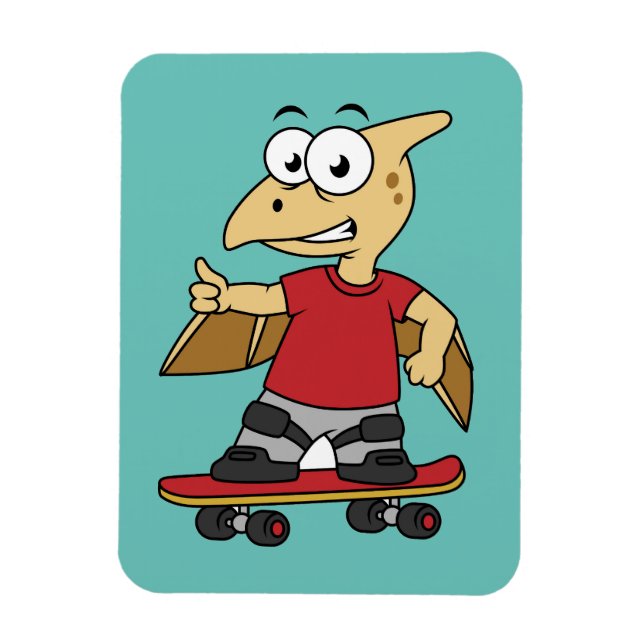 Imán Ilustracion De Un Skateboarding De Pterosaur. (Vertical)