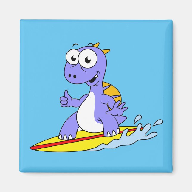 Imán Ilustracion De Un Spinosaurus De Surf. (Frente)