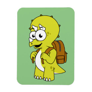 Imán Ilustracion De Un Triceratops Con Mochila.