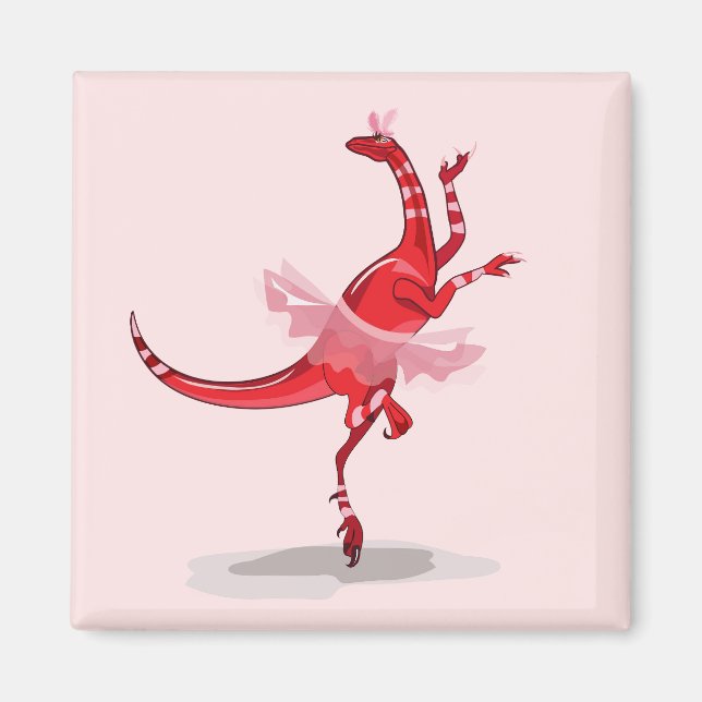 Imán Ilustracion De Una Ballerina Bailando Raptor. (Frente)