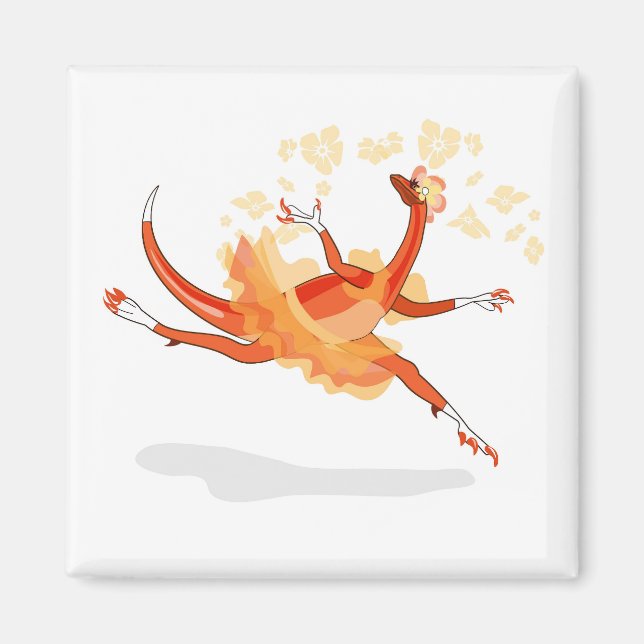 Imán Ilustracion De Una Ballerina Bailando Raptor. 2 (Frente)