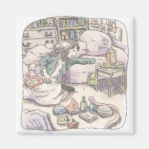 Imán Ilustración de una mujer sentada en una habitación