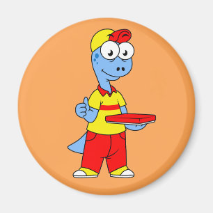 Imán Ilustracion De Una Persona Que Entrega El Brontosa