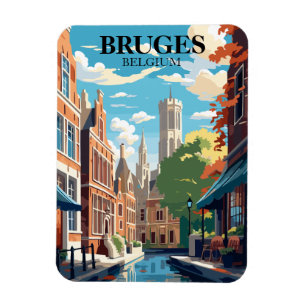 Imán Ilustración de viaje a Brujas Bélgica