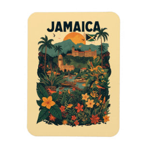 Imán Ilustración de viaje a Jamaica de estilo vintage