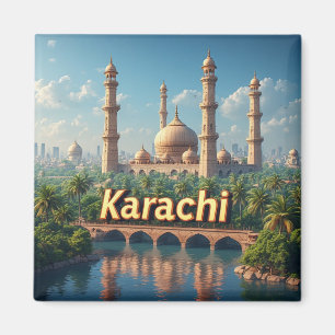 Imán Ilustración de viaje a Karachi, Pakistán