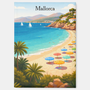 Imán Ilustración de viaje a Mallorca vintage playa Espa