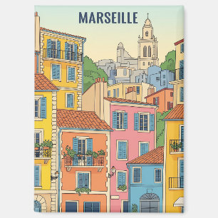 Imán Ilustración de viaje a Marsella Francia