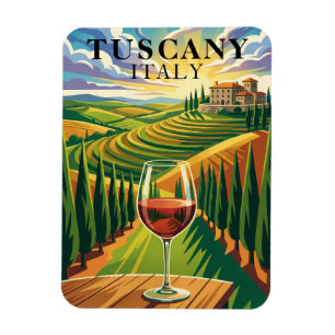 Imán Ilustración de viaje al viñedo de Toscana Italia a