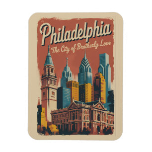 Imán Ilustración de viaje de arte de Filadelfia Pensilv