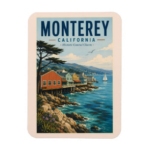 Imán Ilustración de viaje de arte de la bahía de Monter