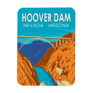 Imán Ilustración de viaje de arte de la presa Hoover Ar
