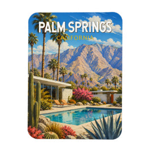 Imán Ilustración de viaje de arte de Palm Springs Calif