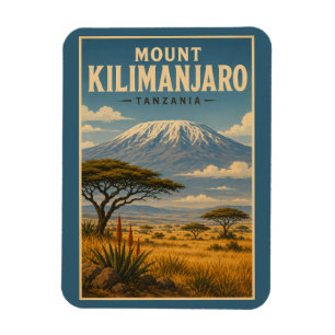 Imán Ilustración de viaje de arte del Monte Kilimanjaro
