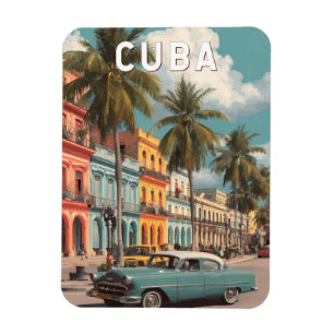 Imán Ilustración de viaje de arte vintage de Cuba
