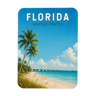 Imán Ilustración de viaje de arte vintage de Florida