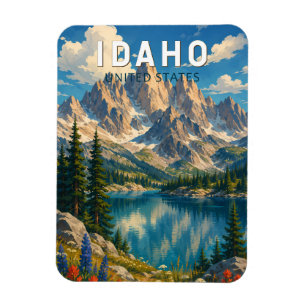 Imán Ilustración de viaje de arte vintage de Idaho