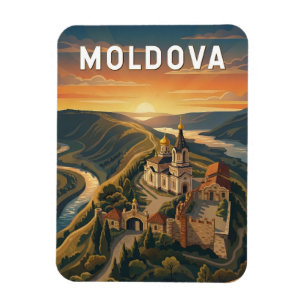 Imán Ilustración de viaje de arte vintage de Moldavia