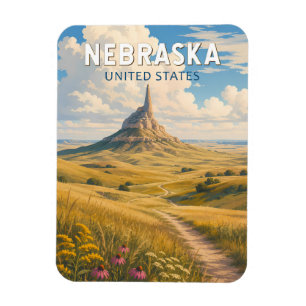 Imán Ilustración de viaje de arte vintage de Nebraska
