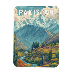 Imán Ilustración de viaje de arte vintage de Pakistán