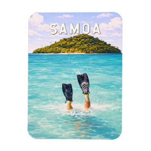 Imán Ilustración de viaje de arte vintage de Samoa