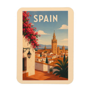 Imán Ilustración de viaje de arte vintage de Sevilla Es