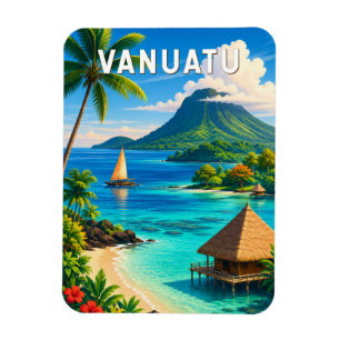 Imán Ilustración de Viaje de Arte Vintage de Vanuatu