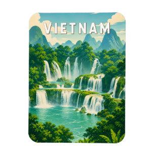 Imán Ilustración de viaje de arte vintage de Vietnam