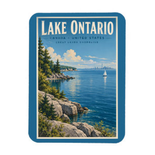 Imán Ilustración de viaje de arte vintage del lago Onta