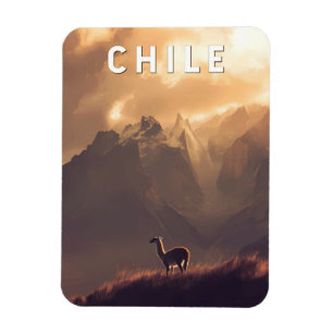 Imán Ilustración de viaje de Chile Arte Vintage