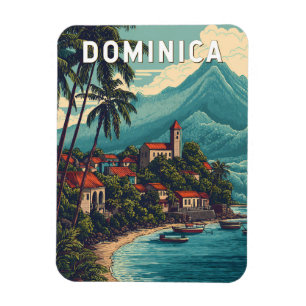 Imán Ilustración de viaje de Dominica Arte Vintage