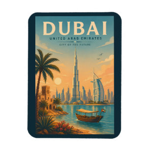 Imán Ilustración de viaje de Dubai Emiratos Árabes Unid