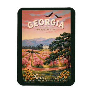 Imán Ilustración de viaje de Georgia vintage