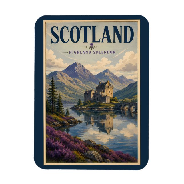 Imán Ilustración de viaje de las Highlands escocesas de (Vertical)
