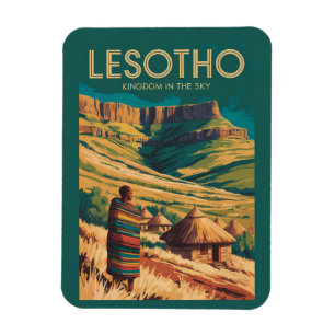 Imán Ilustración de viaje de Lesoto Drakensberg Arte Re