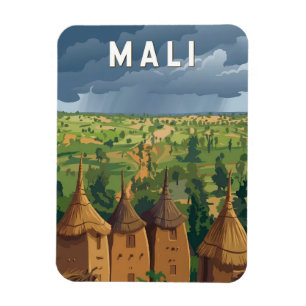 Imán Ilustración de viaje de Mali Arte Vintage